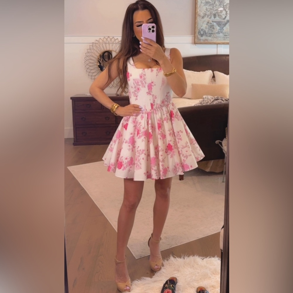 Floral Pink and White Dress
